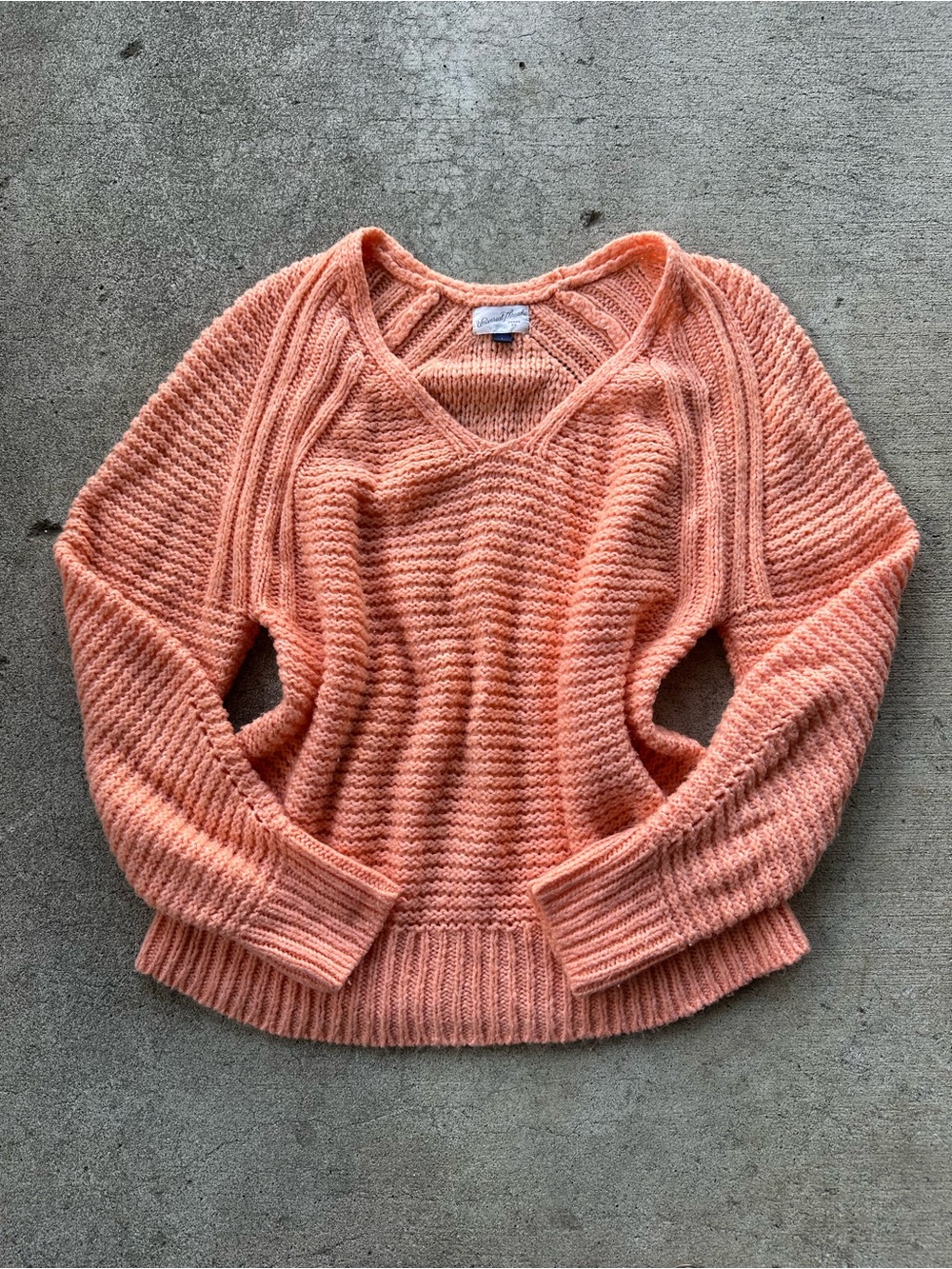 Universal Thread Coral V-Neck Cable Knit Sweater